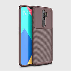 Silicone Candy Rubber TPU Twill Soft Case Cover for Oppo A11 Brown