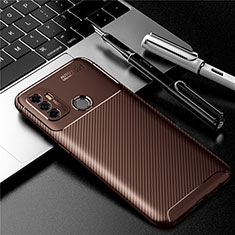 Silicone Candy Rubber TPU Twill Soft Case Cover for Oppo A11s Brown