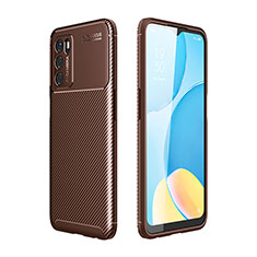 Silicone Candy Rubber TPU Twill Soft Case Cover for Oppo A16 Brown