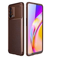 Silicone Candy Rubber TPU Twill Soft Case Cover for Oppo A74 4G Brown