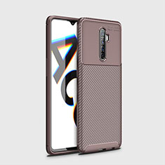 Silicone Candy Rubber TPU Twill Soft Case Cover for Oppo Reno Ace Brown