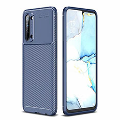 Silicone Candy Rubber TPU Twill Soft Case Cover for Oppo Reno3 Blue
