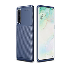 Silicone Candy Rubber TPU Twill Soft Case Cover for Oppo Reno3 Pro Blue