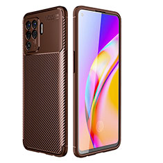 Silicone Candy Rubber TPU Twill Soft Case Cover for Oppo Reno5 Lite Brown