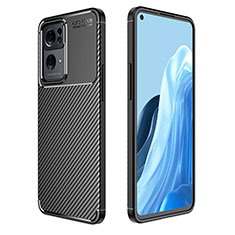 Silicone Candy Rubber TPU Twill Soft Case Cover for Oppo Reno7 Pro 5G Black