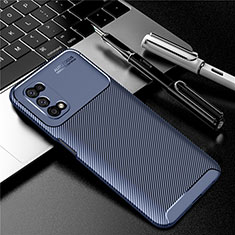 Silicone Candy Rubber TPU Twill Soft Case Cover for Realme Q2 5G Blue