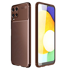 Silicone Candy Rubber TPU Twill Soft Case Cover for Samsung Galaxy A22 4G Brown