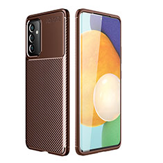 Silicone Candy Rubber TPU Twill Soft Case Cover for Samsung Galaxy A24 4G Brown