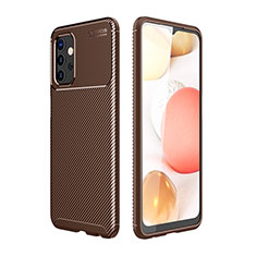 Silicone Candy Rubber TPU Twill Soft Case Cover for Samsung Galaxy A32 4G Brown