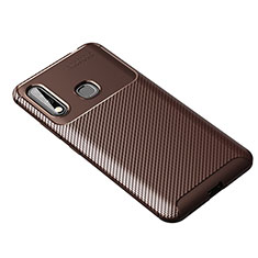 Silicone Candy Rubber TPU Twill Soft Case Cover for Samsung Galaxy A70E Brown