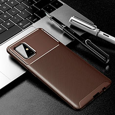 Silicone Candy Rubber TPU Twill Soft Case Cover for Samsung Galaxy A71 4G A715 Brown