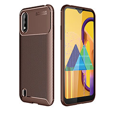 Silicone Candy Rubber TPU Twill Soft Case Cover for Samsung Galaxy M01 Brown