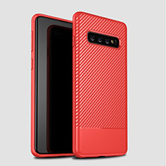 Silicone Candy Rubber TPU Twill Soft Case Cover for Samsung Galaxy S10 5G Red