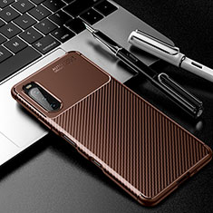 Silicone Candy Rubber TPU Twill Soft Case Cover for Sony Xperia 10 III Lite Brown