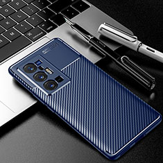 Silicone Candy Rubber TPU Twill Soft Case Cover for Vivo X70 Pro+ Plus 5G Blue