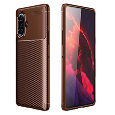 Silicone Candy Rubber TPU Twill Soft Case Cover for Xiaomi Poco F3 GT 5G Brown