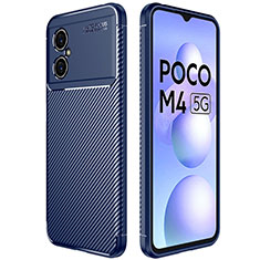 Silicone Candy Rubber TPU Twill Soft Case Cover for Xiaomi Poco M4 5G Blue