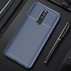 Silicone Candy Rubber TPU Twill Soft Case Cover for Xiaomi Redmi 8 Blue