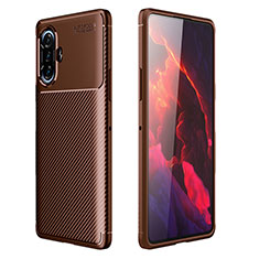 Silicone Candy Rubber TPU Twill Soft Case Cover for Xiaomi Redmi K40 Gaming 5G Brown