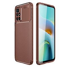 Silicone Candy Rubber TPU Twill Soft Case Cover for Xiaomi Redmi Note 11 4G (2021) Brown