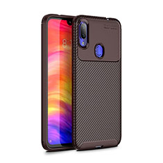 Silicone Candy Rubber TPU Twill Soft Case Cover for Xiaomi Redmi Note 7 Pro Brown