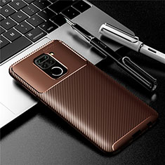 Silicone Candy Rubber TPU Twill Soft Case Cover for Xiaomi Redmi Note 9 Brown