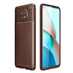 Silicone Candy Rubber TPU Twill Soft Case Cover for Xiaomi Redmi Note 9T 5G Brown