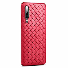 Silicone Candy Rubber TPU Twill Soft Case Cover R01 for Huawei P30 Red