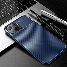 Silicone Candy Rubber TPU Twill Soft Case Cover S01 for Apple iPhone 15 Blue