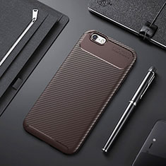 Silicone Candy Rubber TPU Twill Soft Case Cover S01 for Apple iPhone 6 Brown