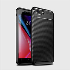 Silicone Candy Rubber TPU Twill Soft Case Cover S01 for Apple iPhone 8 Plus Black