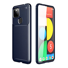 Silicone Candy Rubber TPU Twill Soft Case Cover S01 for Google Pixel 5a 5G Blue