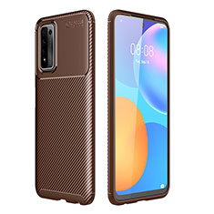 Silicone Candy Rubber TPU Twill Soft Case Cover S01 for Huawei Honor 10X Lite Brown