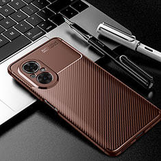 Silicone Candy Rubber TPU Twill Soft Case Cover S01 for Huawei Honor 50 SE 5G Brown