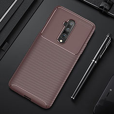 Silicone Candy Rubber TPU Twill Soft Case Cover S01 for OnePlus 7T Pro 5G Brown