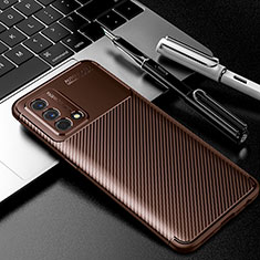 Silicone Candy Rubber TPU Twill Soft Case Cover S01 for Oppo A74 4G Brown