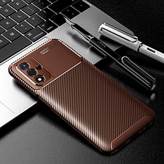 Silicone Candy Rubber TPU Twill Soft Case Cover S01 for Oppo A93s 5G Brown