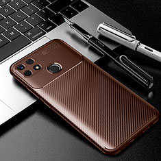 Silicone Candy Rubber TPU Twill Soft Case Cover S01 for Realme 7i RMX2193 Brown