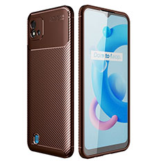 Silicone Candy Rubber TPU Twill Soft Case Cover S01 for Realme C11 (2021) Brown