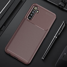 Silicone Candy Rubber TPU Twill Soft Case Cover S01 for Realme X2 Brown