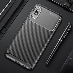 Silicone Candy Rubber TPU Twill Soft Case Cover S01 for Samsung Galaxy A10e Black