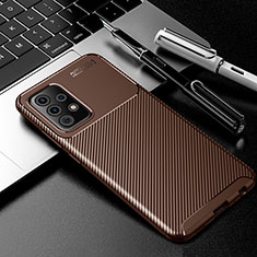 Silicone Candy Rubber TPU Twill Soft Case Cover S01 for Samsung Galaxy A52 5G Brown
