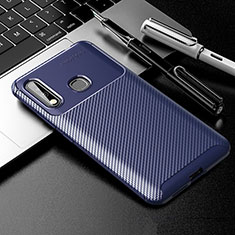 Silicone Candy Rubber TPU Twill Soft Case Cover S01 for Samsung Galaxy A70E Blue