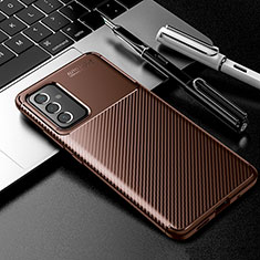 Silicone Candy Rubber TPU Twill Soft Case Cover S01 for Samsung Galaxy F54 5G Brown