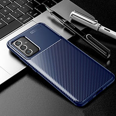 Silicone Candy Rubber TPU Twill Soft Case Cover S01 for Samsung Galaxy M34 5G Blue