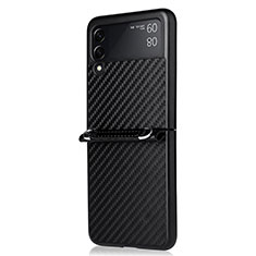 Silicone Candy Rubber TPU Twill Soft Case Cover S01 for Samsung Galaxy Z Flip3 5G Black