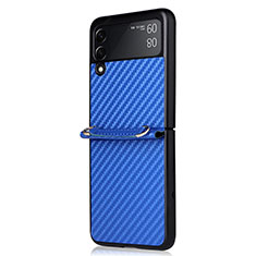 Silicone Candy Rubber TPU Twill Soft Case Cover S01 for Samsung Galaxy Z Flip3 5G Blue