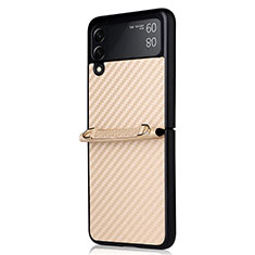 Silicone Candy Rubber TPU Twill Soft Case Cover S01 for Samsung Galaxy Z Flip3 5G Gold