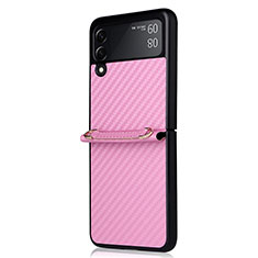 Silicone Candy Rubber TPU Twill Soft Case Cover S01 for Samsung Galaxy Z Flip3 5G Rose Gold
