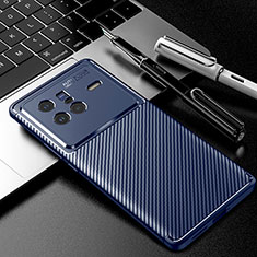 Silicone Candy Rubber TPU Twill Soft Case Cover S01 for Vivo X80 5G Blue